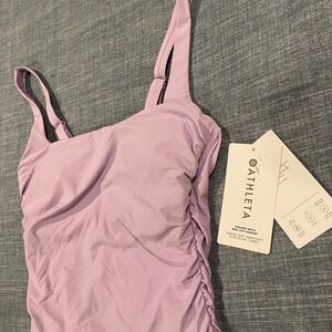 Athleta Square Neck Bra Cup Tankini Purple Lilac Swim Top 34B/C Swimsuit Summer